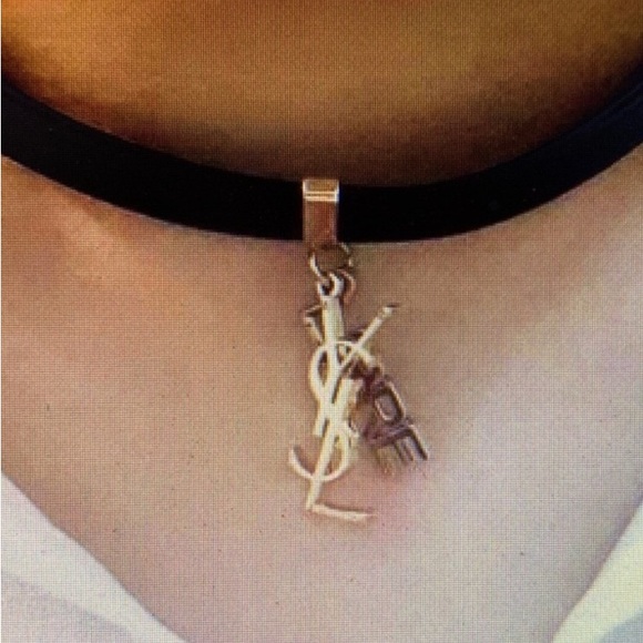 Yves Saint Laurent Jewelry - YSL New Black Leather Charm Bracelet and or Choker Necklace in box